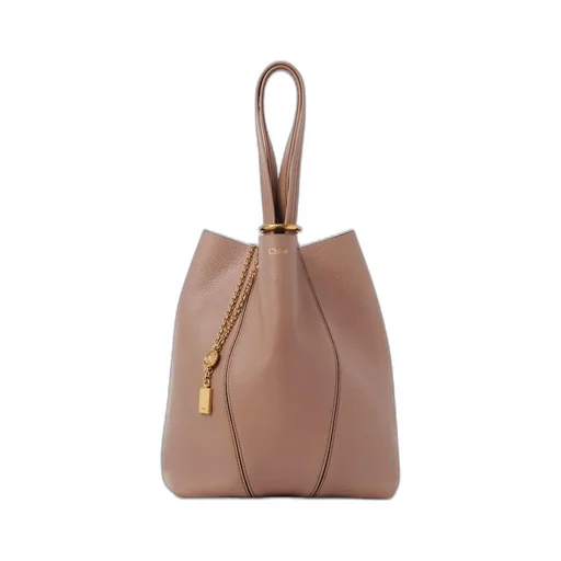 Medium Spin Leather Chain-Detail Tote Bag