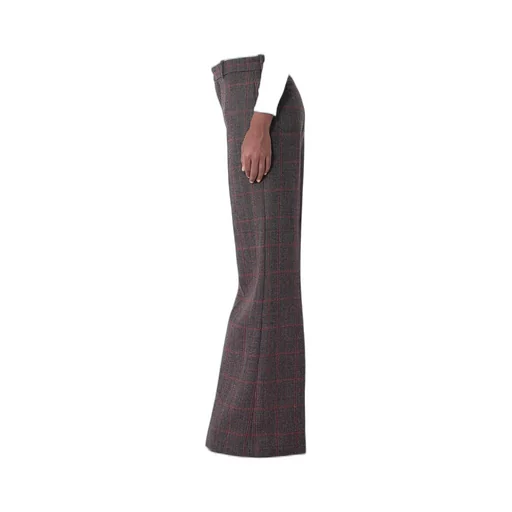 Checked High-Waisted Flared Pants
