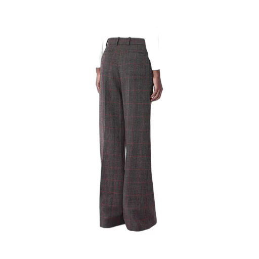 Checked High-Waisted Flared Pants