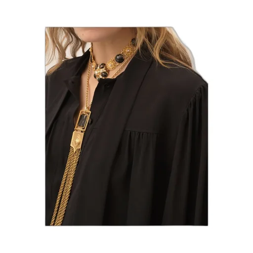 Pussy-Bow Collar Silk Top