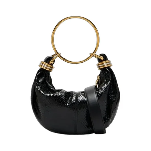 Ring-Top Puff-Faced Leather Shoulder Bag