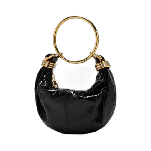 Ring-Top Puff-Faced Leather Shoulder Bag