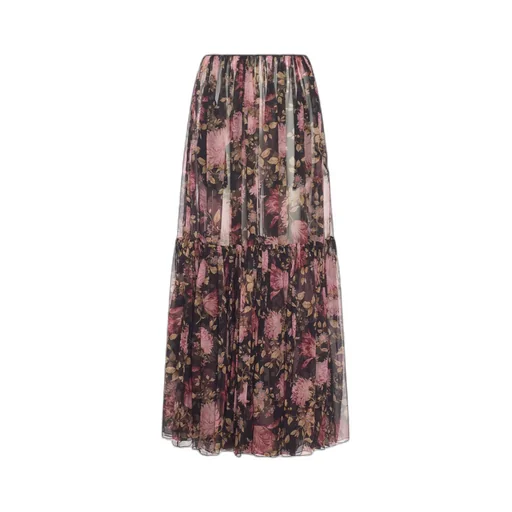Allover Floral Printed Pleated Skirt