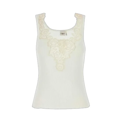Lace-Collar Fitted Tank Top