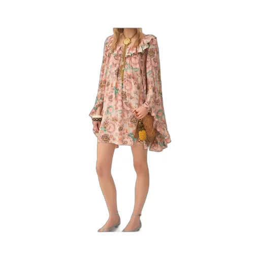 Square-Neck Ruffled Mini Dress