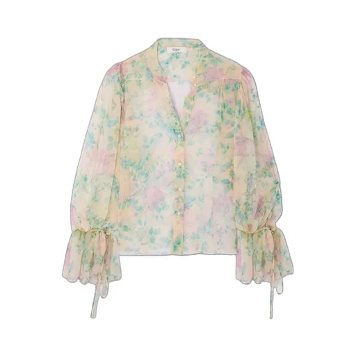 Allover Floral Print Puff Sleeved Blouse