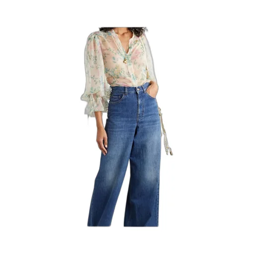 Allover Floral Print Puff Sleeved Blouse