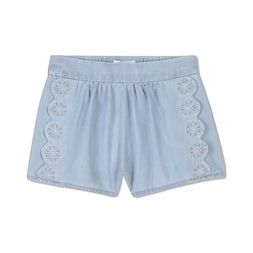 Scallop-Edge Denim Shorts