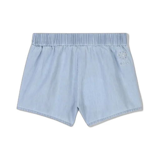 Scallop-Edge Denim Shorts