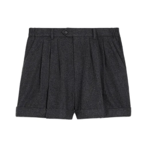 Triple-Pleated Shorts In Flannel