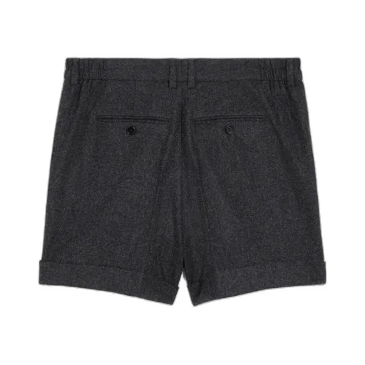 Triple-Pleated Shorts In Flannel