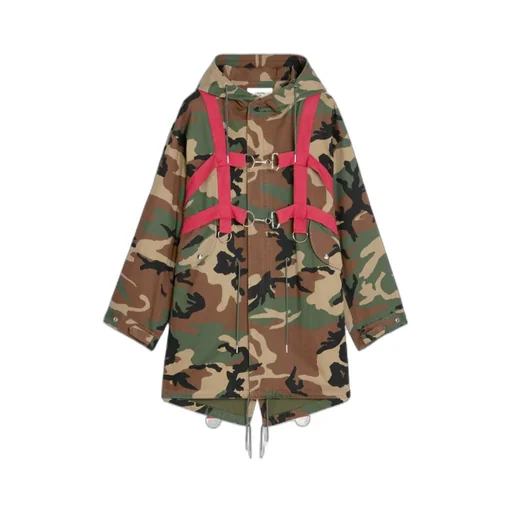 Harness Parka In Camouflage Cotton
