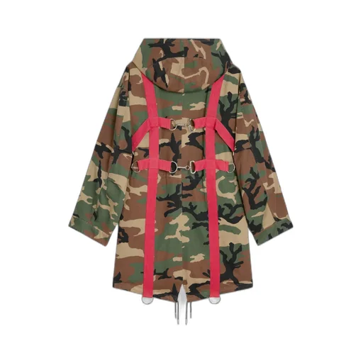Harness Parka In Camouflage Cotton