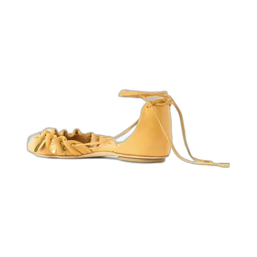 Ruched Embellished Pointed-Toe Ballet Flats