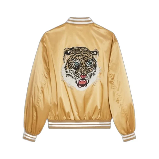Embroidered Tiger Teddy Jacket In Satin-Finish Nylon