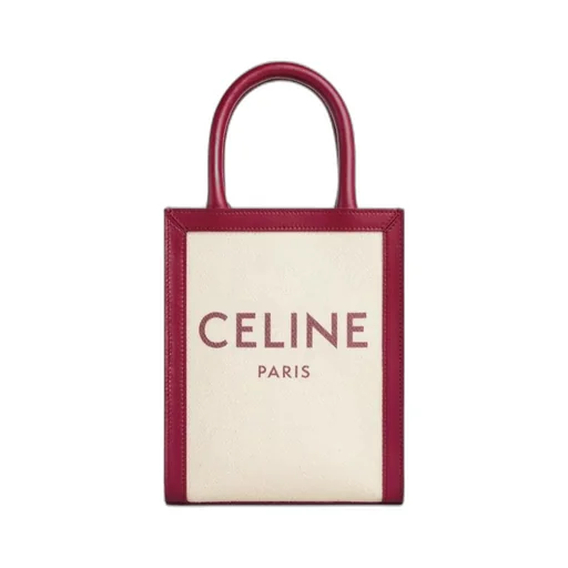 Mini Vertical Cabas Celine In Textile With Celine Print And Calfskin