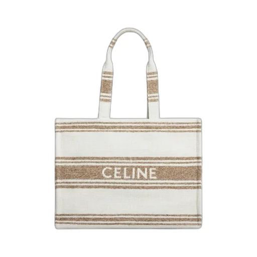 Large Cabas Thais In Striped Textile With Celine Jacquard