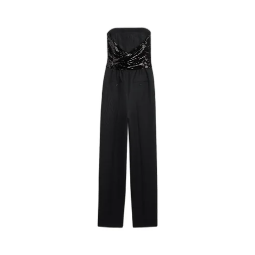 Jumpsuit With Embroidered Bustier In Grain De Poudre