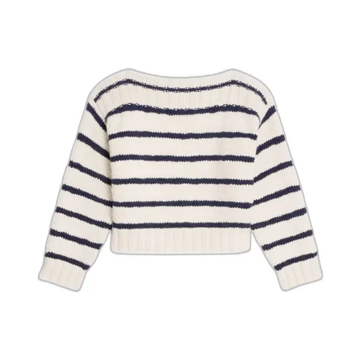 Boat Neck Jumper In Striped Cashmere