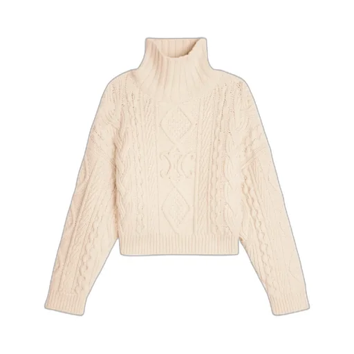 High Neck Sweater In Aran Cashmere Wool