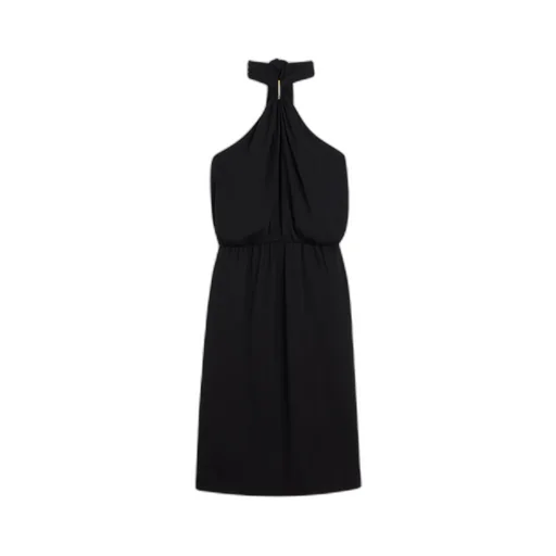 Draped Barrette Dress In Silk Cady