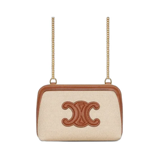 Clutch On Chain Cuir Triomphe In Textile And Calfskin