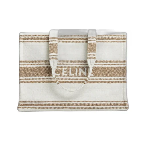 Large Cabas Thais In Striped Textile With Celine Jacquard