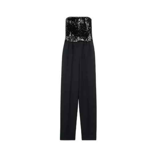 Jumpsuit With Embroidered Bustier In Grain De Poudre