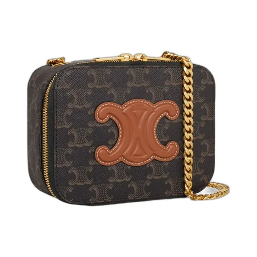 Box On Chain Cuir Triomphe In Triomphe Canvas And Calfskin