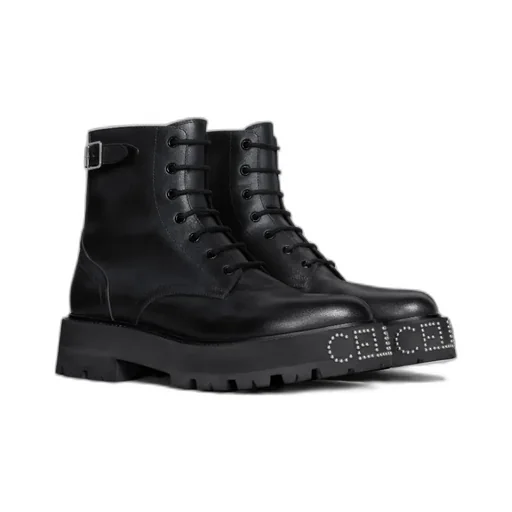 Bulky Lace-Up Boot With Studded Outsole