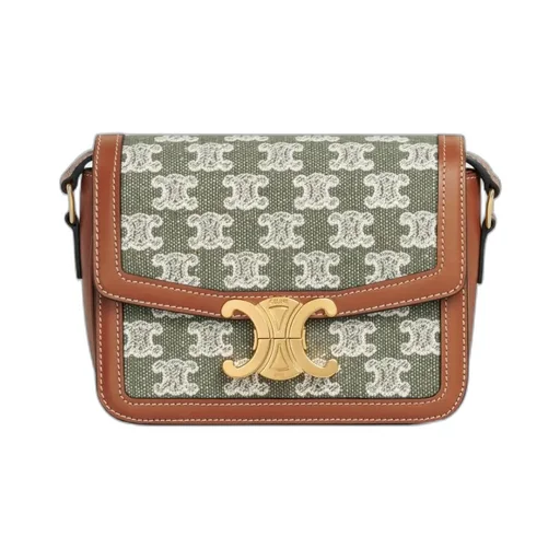Embroidered Fabric Cow Leather Handbag