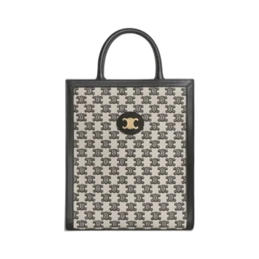Small Vertical Cabas In Textile With Triomphe Embroidery