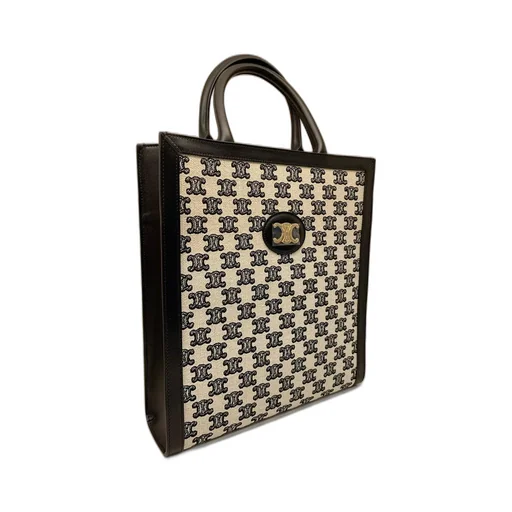 Small Vertical Cabas In Textile With Triomphe Embroidery