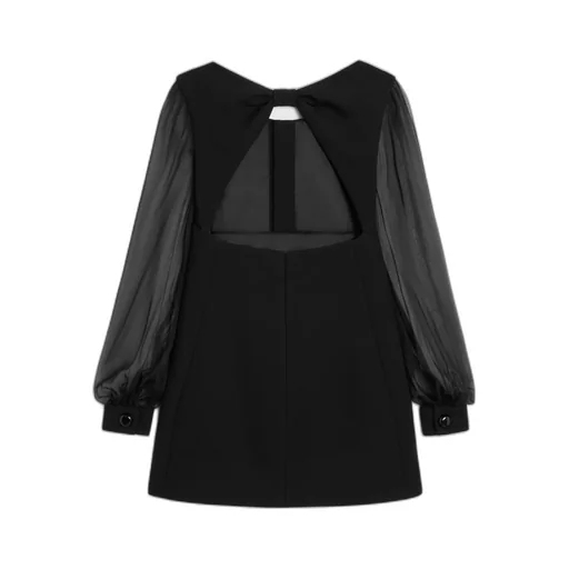 Mini Trapeze Dress In Double Faced Wool Crepe