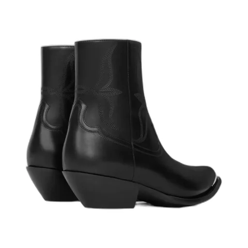 Leon Zipped Boot With Metal Toe In Shiny Calfskin