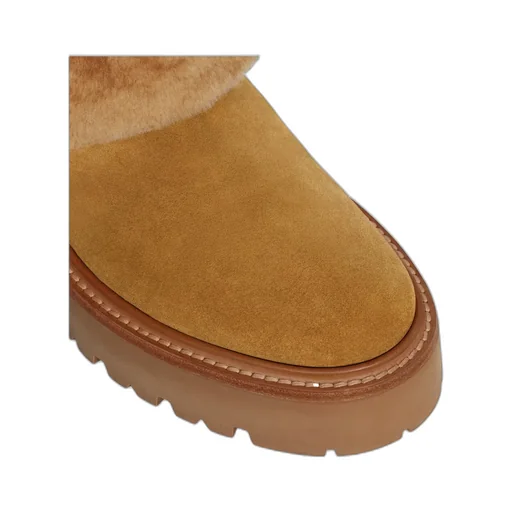 Bulky High Boot With Triomphe Tassels In Shearling And Suede Calfskin