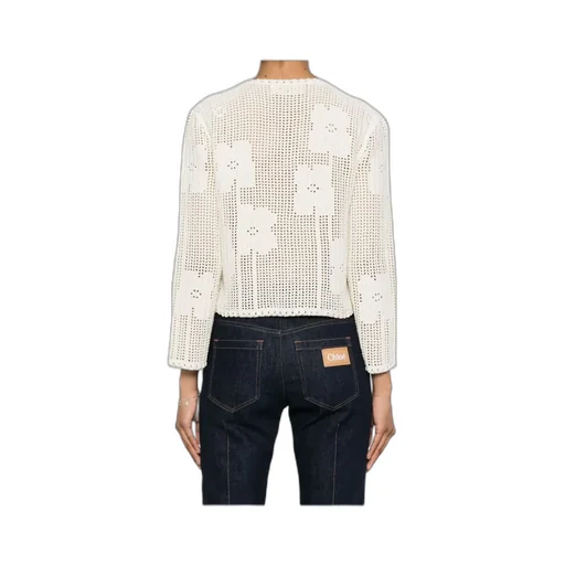 Cardigan Jacket In Floral Crocheted Cotton