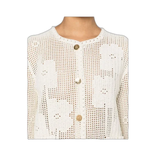 Cardigan Jacket In Floral Crocheted Cotton