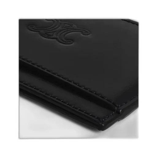 Card Holder In Satinated Calfskin With Triomphe Embossed