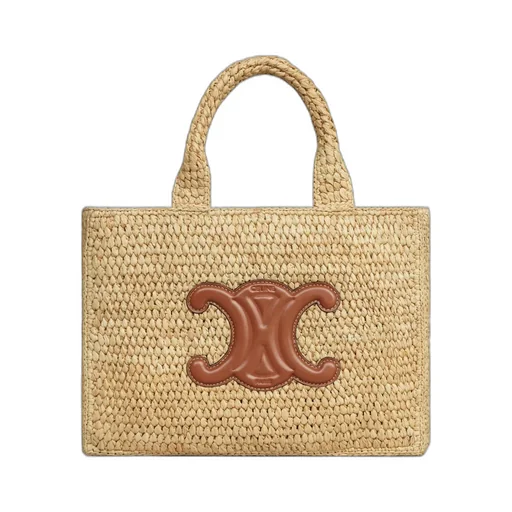 Small Cabas Thais In Raffia And Calfskin