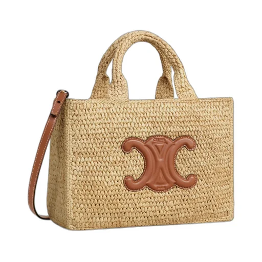 Small Cabas Thais In Raffia And Calfskin
