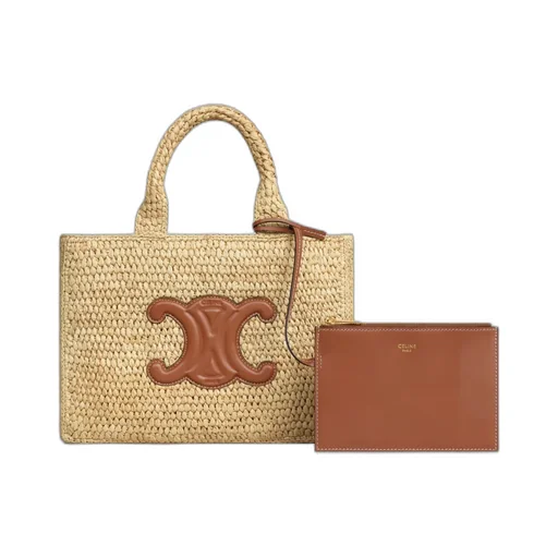 Small Cabas Thais In Raffia And Calfskin
