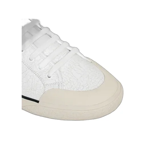 Alan As-01 Low Lace-Up Sneaker In Crackled Calfskin And Calfskin