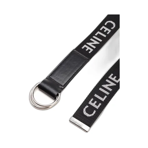 Large 30Mm Double Ring Belt In Jacquard Textile And Calfskin