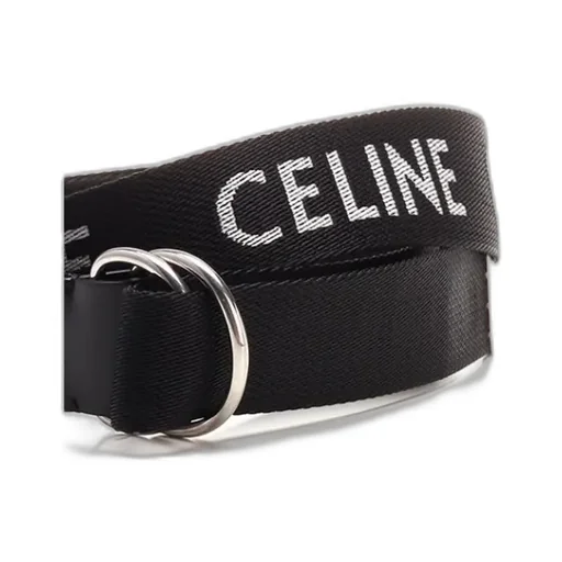 Large 30Mm Double Ring Belt In Jacquard Textile And Calfskin