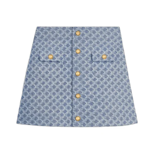 Mini Skirt In Monogram Chambray Cotton