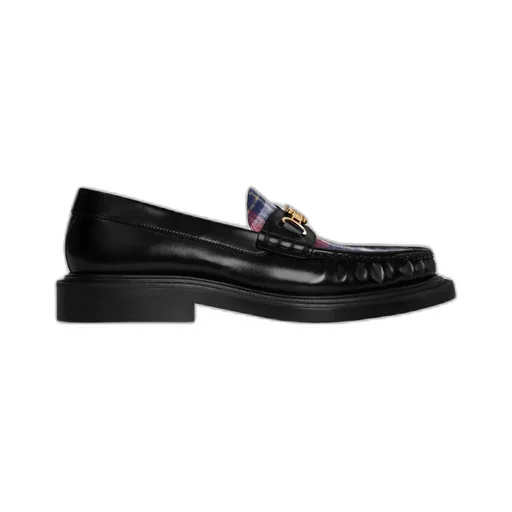 Université Triomphe Chain Loafer In Polished Bull And Tartan