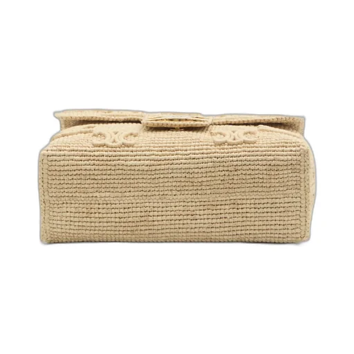 Medium Celine Victoire Bag In Raffia With Triomphe Embroideries