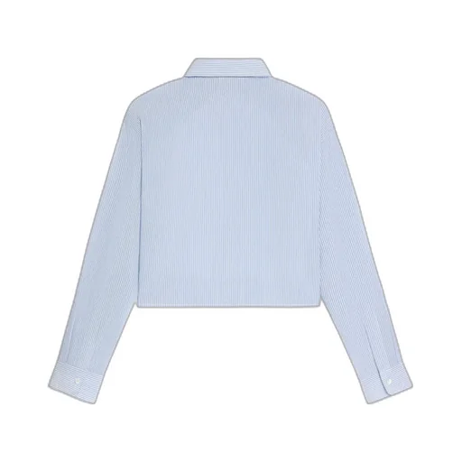 Cropped Shirt In Striped Cotton Linen