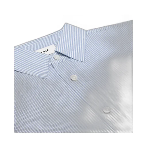 Cropped Shirt In Striped Cotton Linen